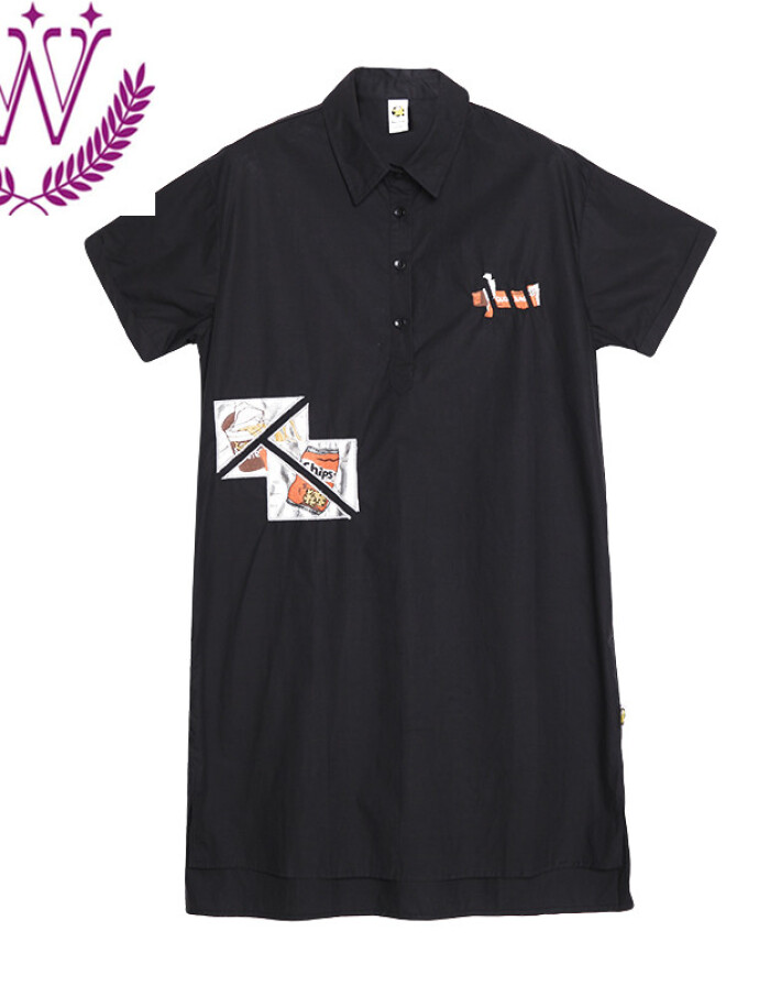 每購MEERYCO 2016年時(shí)尚專柜產(chǎn)品韓范寬松顯瘦繡花休閑中長款襯衫女連衣裙潮 玫瑰紅色 S