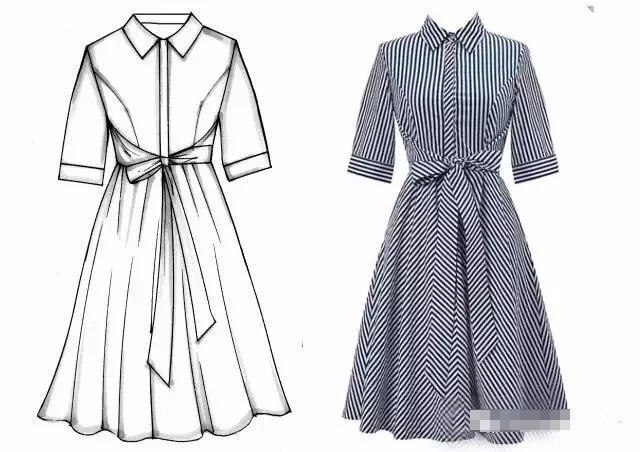 手繪服裝平面款式圖1:1對照(含繪制教程)